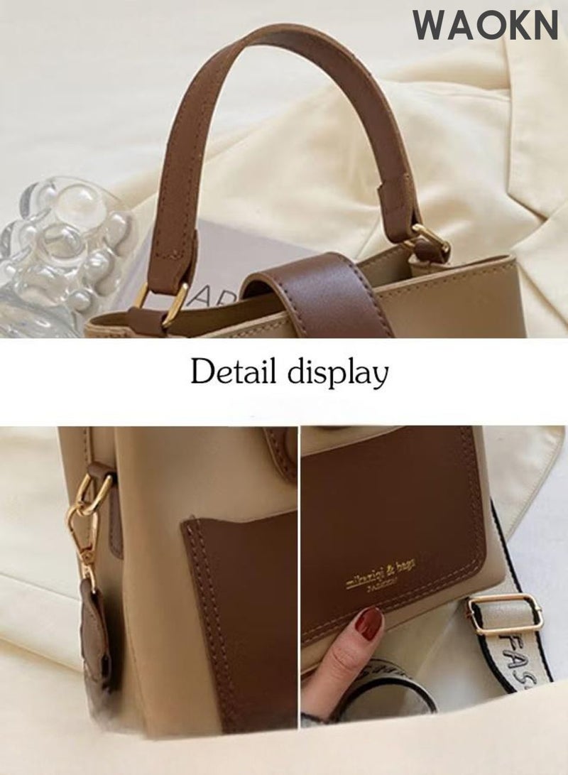 دبليو أيه أو كي أن حقيبة دلو نسائية، حقيبة يد كتف بتصميم دلو من جلد البولي يوريثان مع مقبض علوي وإغلاق بسحاب، حقيبة كتف صغيرة وعصرية مع جيب داخلي بسحاب وحواف وخياطة متقنة، مثالية للاستخدام في المكتب أو المواعدة أو المناسبات اليومية الأخرى، مناسبة للجنسين. - Image 2