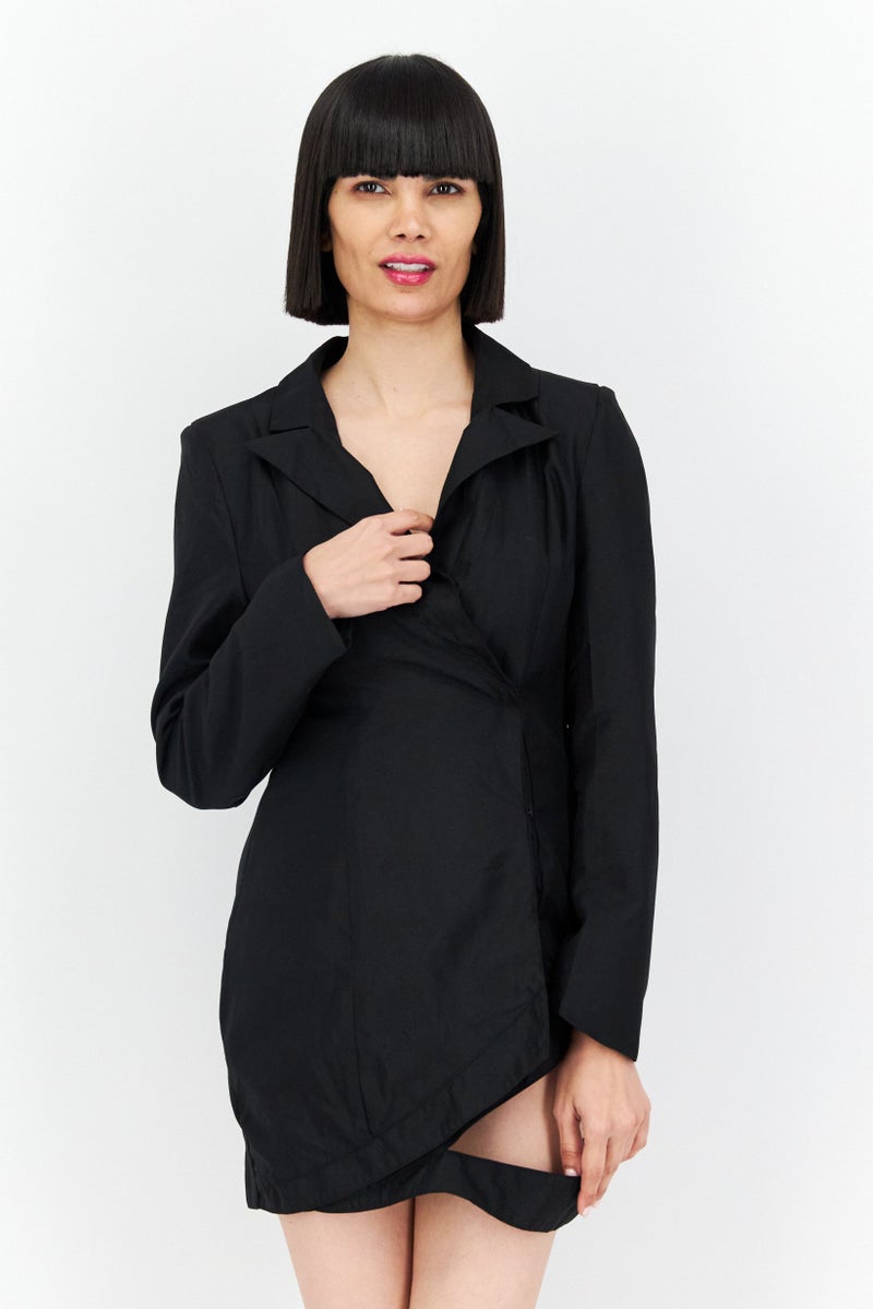 MISSY EMPIRE Women Plain Blazer Dress, Black - Image 1