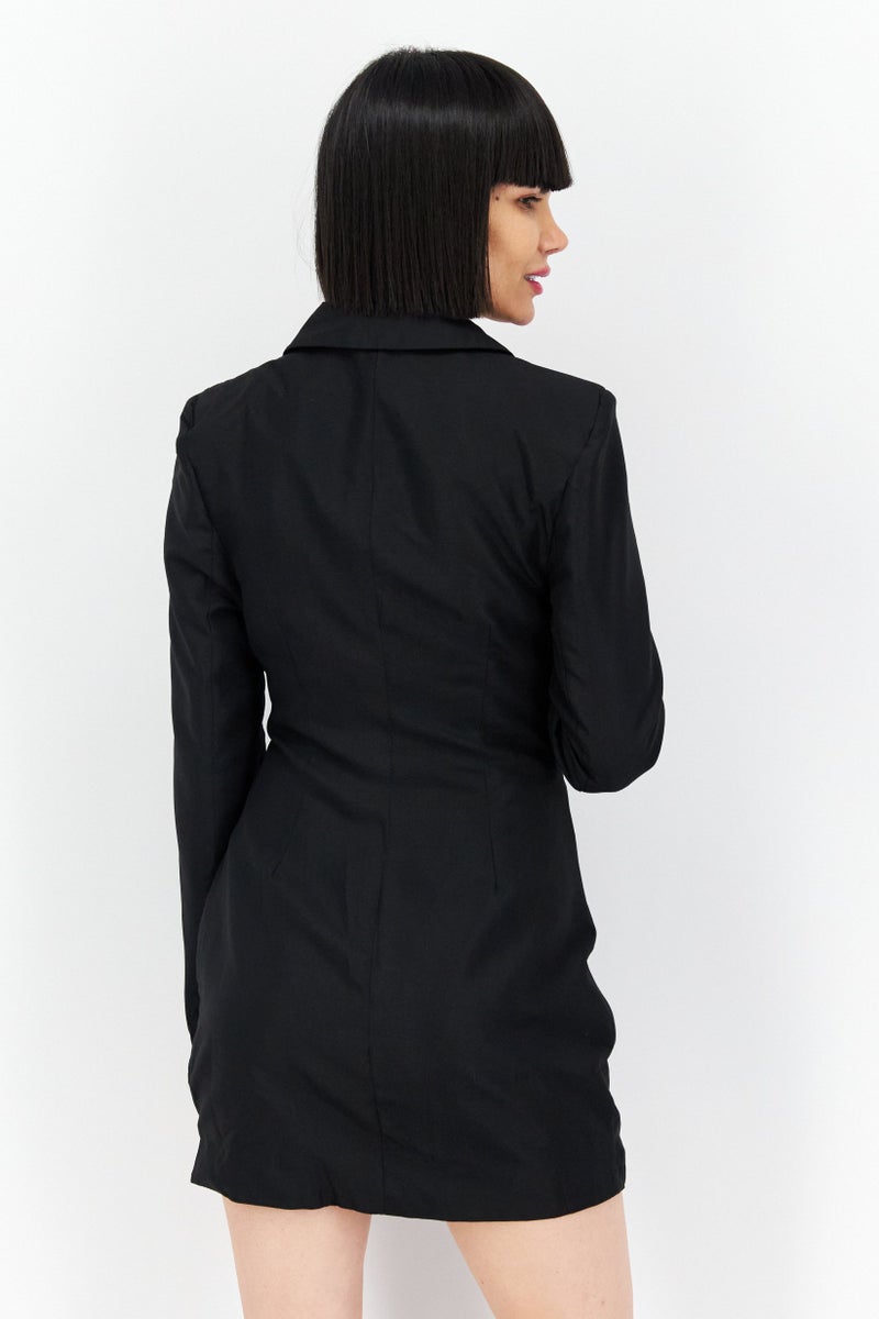 MISSY EMPIRE Women Plain Blazer Dress, Black - Image 2