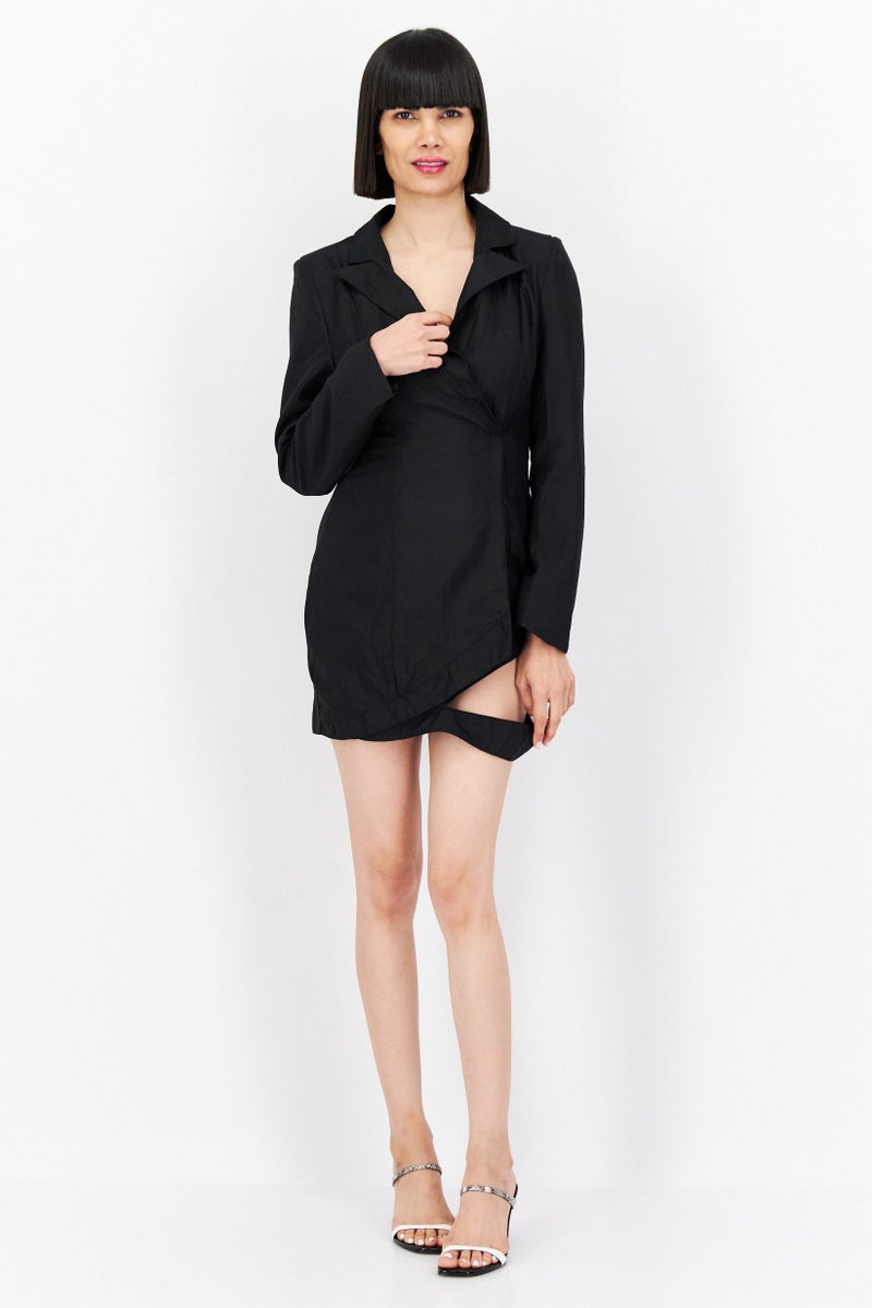 MISSY EMPIRE Women Plain Blazer Dress, Black - Image 4