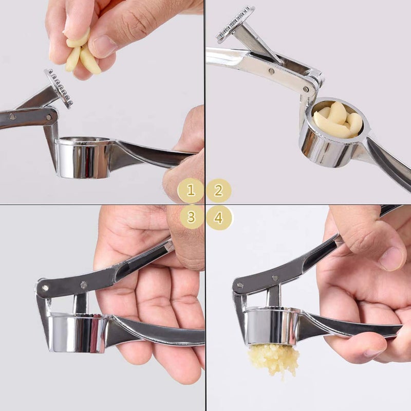 Avenn Avenn Garlic Crusher Presser MultiFunction Manual Portable Garlic Crusher Ginger Mincer Stainless Steel Curved Grinding Slicer Squeeze Garlic Press Cutter Chopper for Kitchen - Image 3