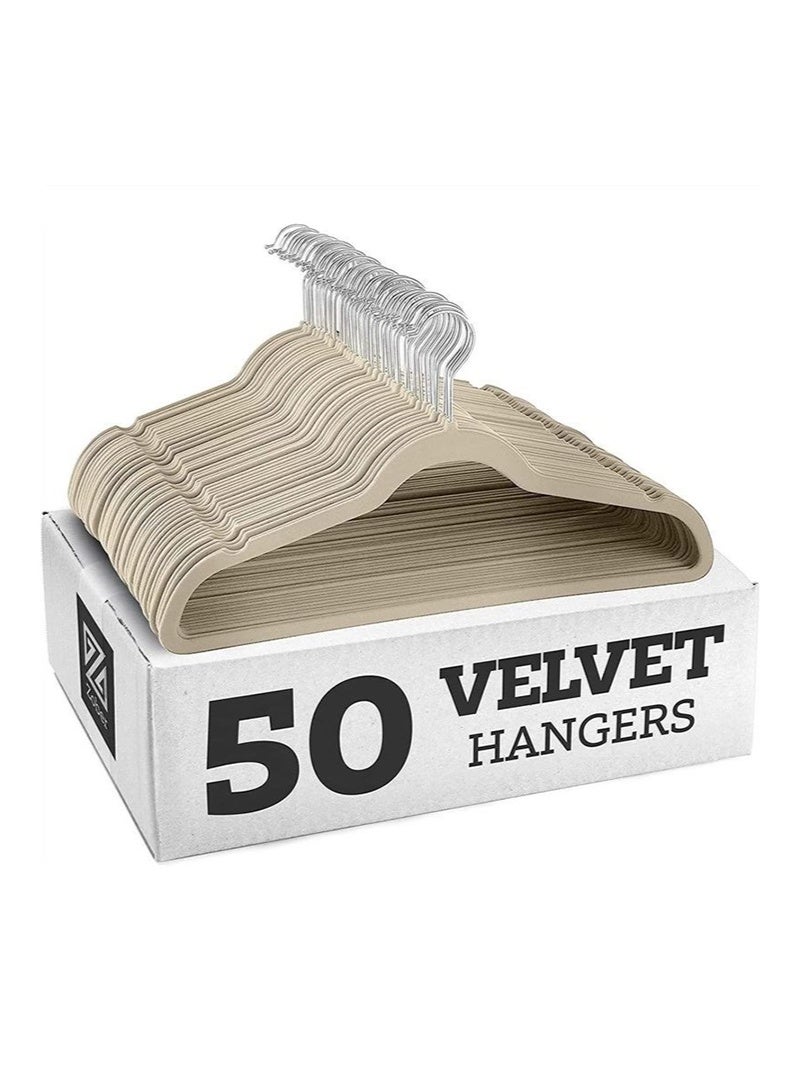 VELVET Flocking hanger white 50 pcs Galvanized hook - Image 1