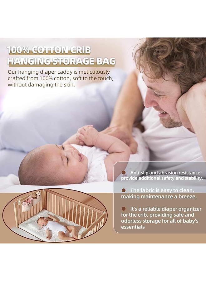 إكسفور حامل حفاضات ومنظم لطاولة تغيير الحفاضات وسرير الأطفال، متعدد الوظائف، منظم لسرير الأطفال، حامل حفاضات، تخزين معلق لسرير الأطفال وملحقاته (كاكي 8 × 15 بوصة) - Image 5