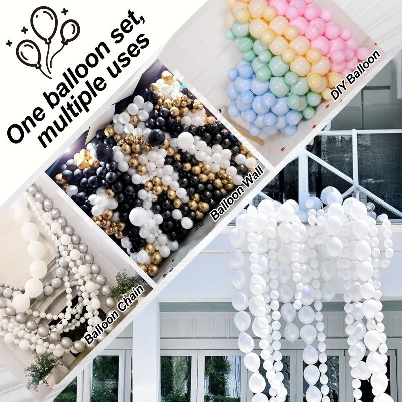 Govpy White Link Balloons, 100PCS Linking Balloons with Tail for Making Balloon Wall Arch and Chains, Pearl Quick Balloon for Wedding Birthday Baby Shower Engagement Graduation Party Decorations (6inch) - Image 3