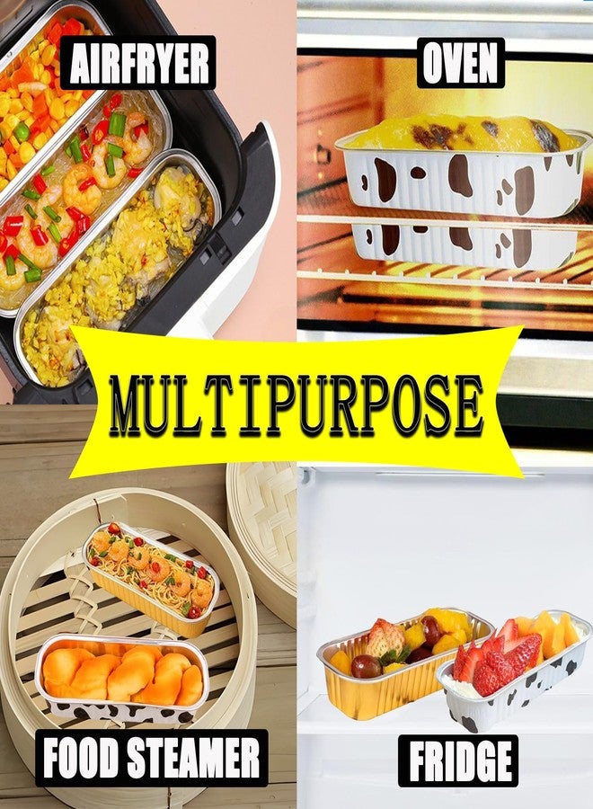 Wuyituart 100 Pack 6.8oz Aluminum Cake Pans with Lids and Spoons Rectangle Mini Loaf Pans Baking Cups Disposable Cupcake Baking Tins with 100 Pcs Plastic Spoons, Gold - Image 5