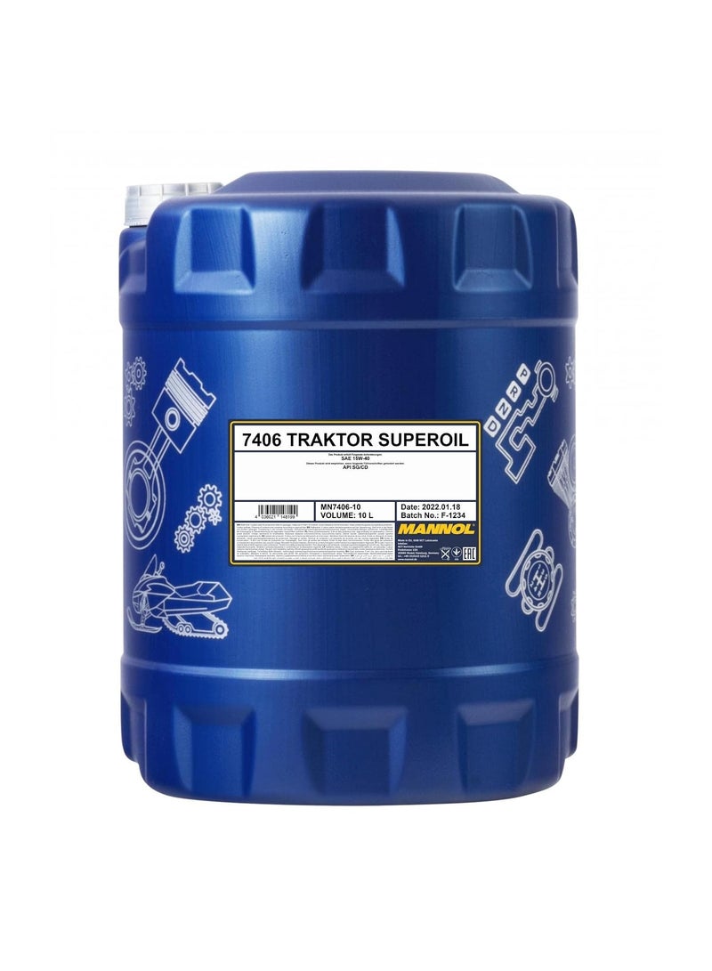MANNOL 7406 TRAKTOR SUPEROIL SAE 15W-40 [10 L] API SG/CD MINERAL ENGINE OIL FOR DIESEL POWERED ENGINES  (10 L) - Image 1