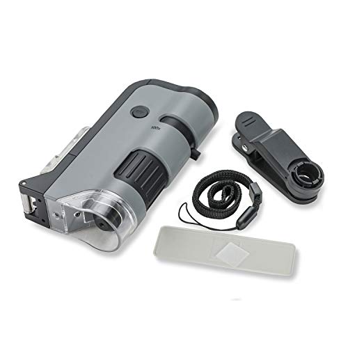 Carson MicroFlip 100x-250x LED and UV Lighted Pocket Microscope with Flip Down Slide Base and Smartphone Digiscoping Clip Bundle Included with 24 Prepared Insect and Animal Slides (MP-250BUN) - Image 3