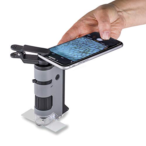 Carson MicroFlip 100x-250x LED and UV Lighted Pocket Microscope with Flip Down Slide Base and Smartphone Digiscoping Clip Bundle Included with 24 Prepared Insect and Animal Slides (MP-250BUN) - Image 4