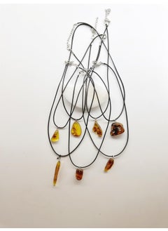 Kehribar Point Leather Rope Drop Amber Necklace  - Image 3