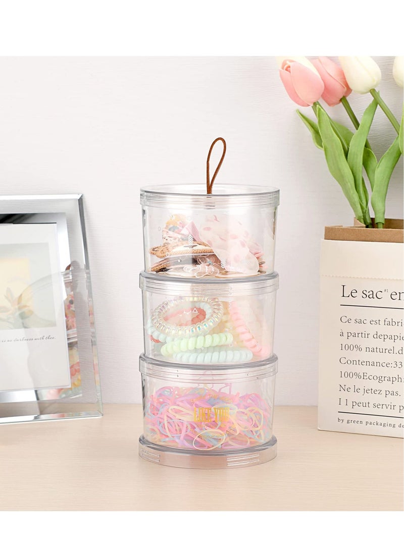 Generic - Decorative Round Storage Jars with Lids, 3 Tier Clear Stackable Snack Containers Candy Jar Bathroom Canister with Lid Candy Jar Biscuit Box Containers for Cookie, Dry Foods, Nuts, Coffee Bean - Image 1