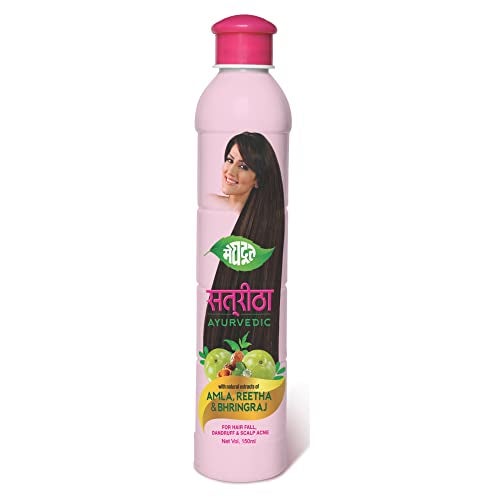 Meghdoot Ayurvedic Satreetha Shampoo Enriched With Natural Extracts of Amla, Reetha & Bhringraj For Hair Fall Control & Scalp Acne, Healthy & Strong Hair, Men & Women, 150ml Each (Pack of 3) - Image 2