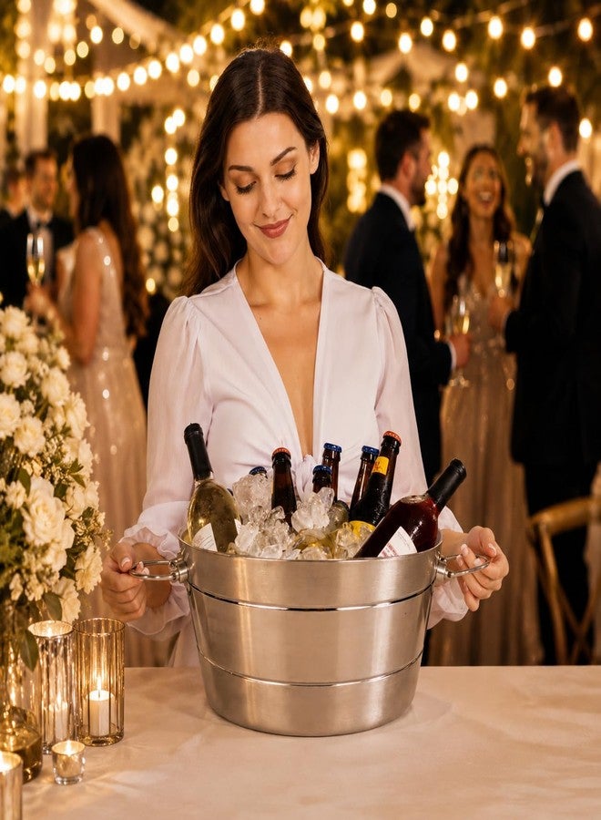 BREKX دلو ثلج من الفولاذ المقاوم للصدأ من بريكس للحفلات، حوض مشروبات ونبيذ معزول بجدار مزدوج ومثبت، مزود بمقابض مزدوجة المفصلات، مبرد مشروبات للحفلات، سعة 12 كوارت (3 جالون)، مانع للتسرب بنسبة 100% - Image 3