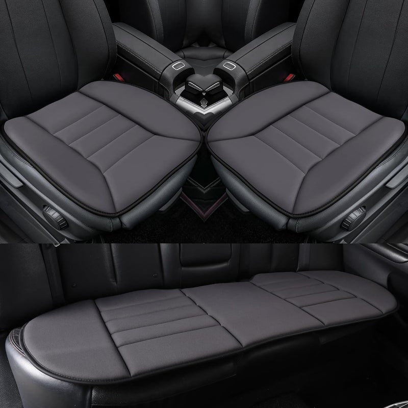kingphenix 3-Piece Car Seat Cushion Set, 1.2inch Memory Foam Comfort, 2 Front Automotive Seat Cushions + Rear Bench Cushion, Non-Slip Bottom, Fits Sedan SUV Truck Van, Car & Office Chair, Dark Grey - Image 1