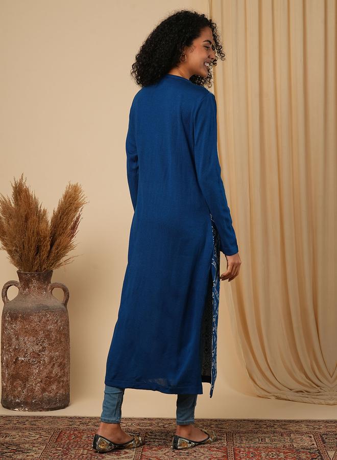 globus Weave Knitted Loose Fit Calf Length Winter Wear Kurta - Image 3