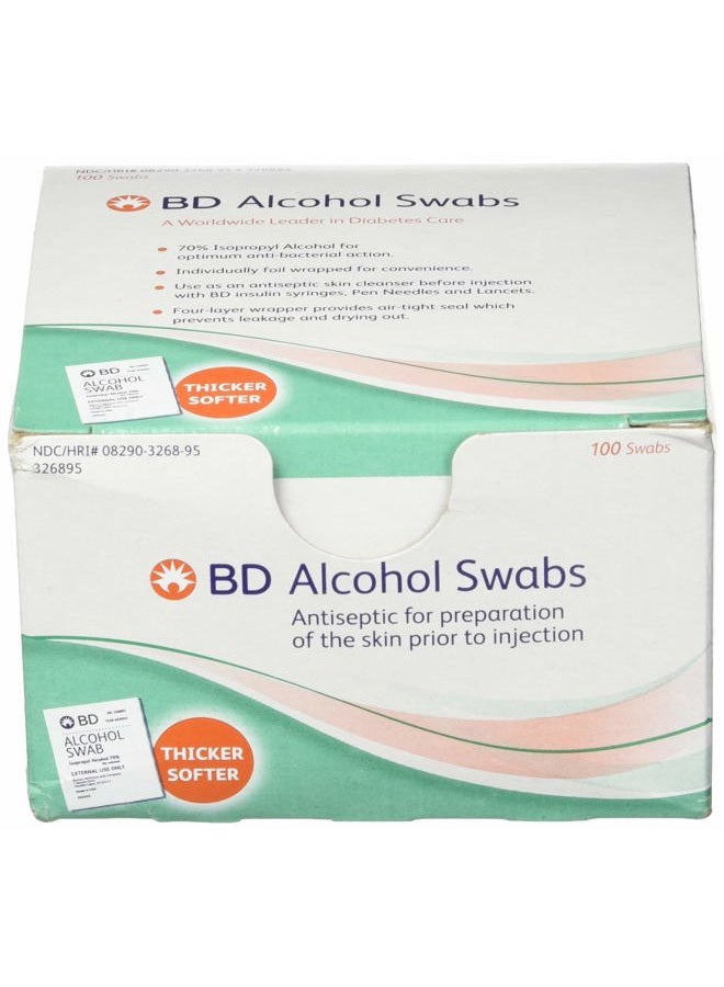BD Alcohol Swabs 100 Each White - Image 1