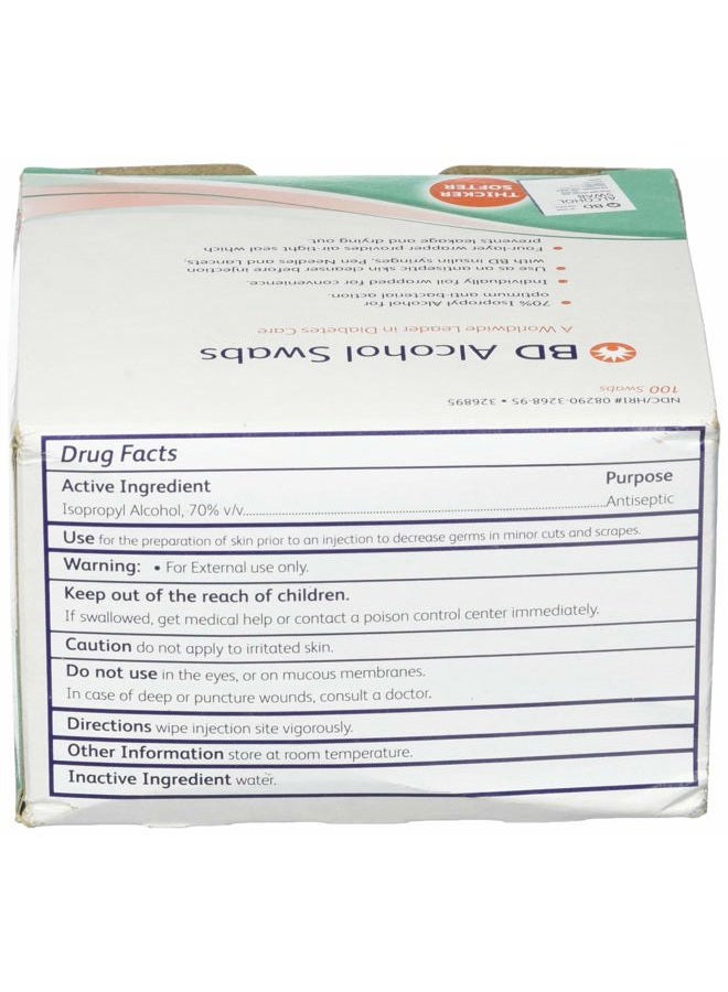 BD Alcohol Swabs 100 Each White - Image 2