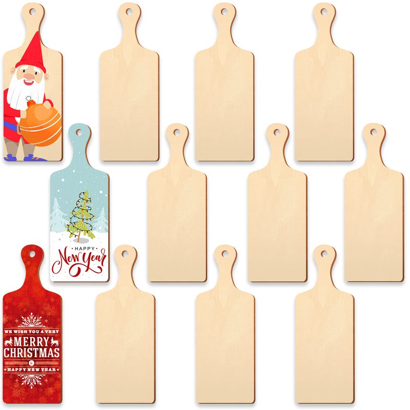 Marsui 12 Pieces Mini Wooden Cutting Board for Craft DIY Chopping Board with Handle Small Craft Charcuterie Tray for Home Kitchen Cooking Vegetables Decor118 x 43 Inch