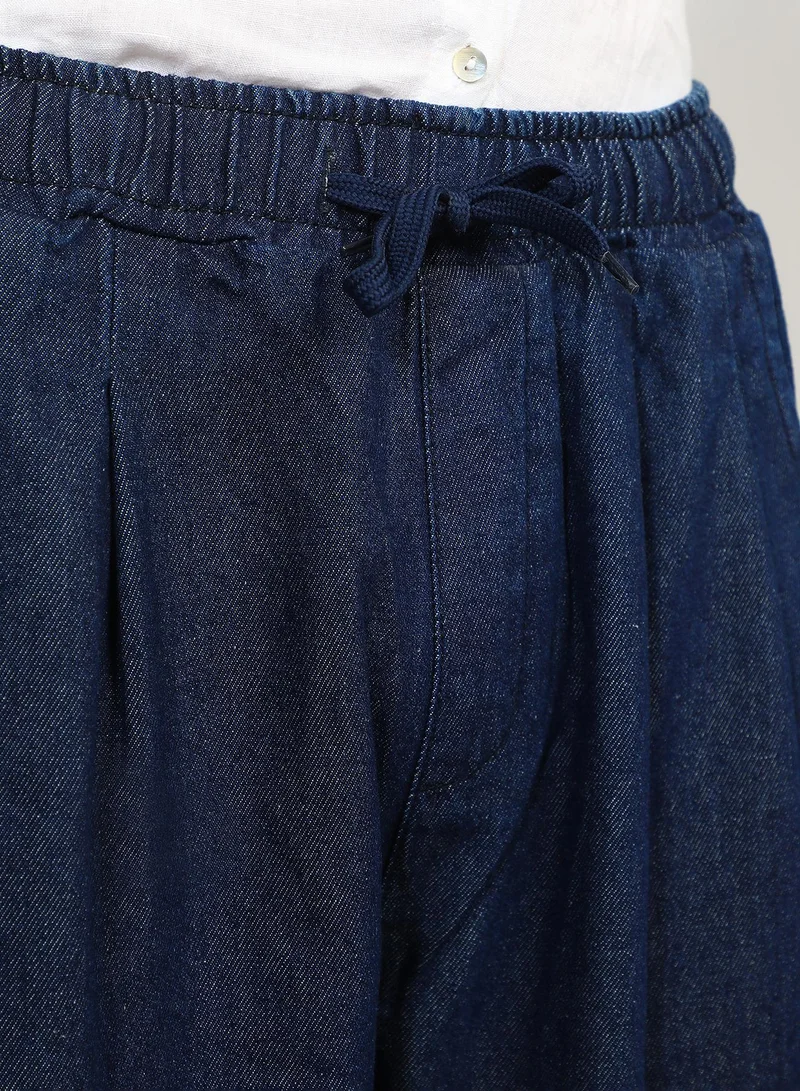 Campus Sutra Men's Navy Blue Slouched Ankle-Length Denim Jeans