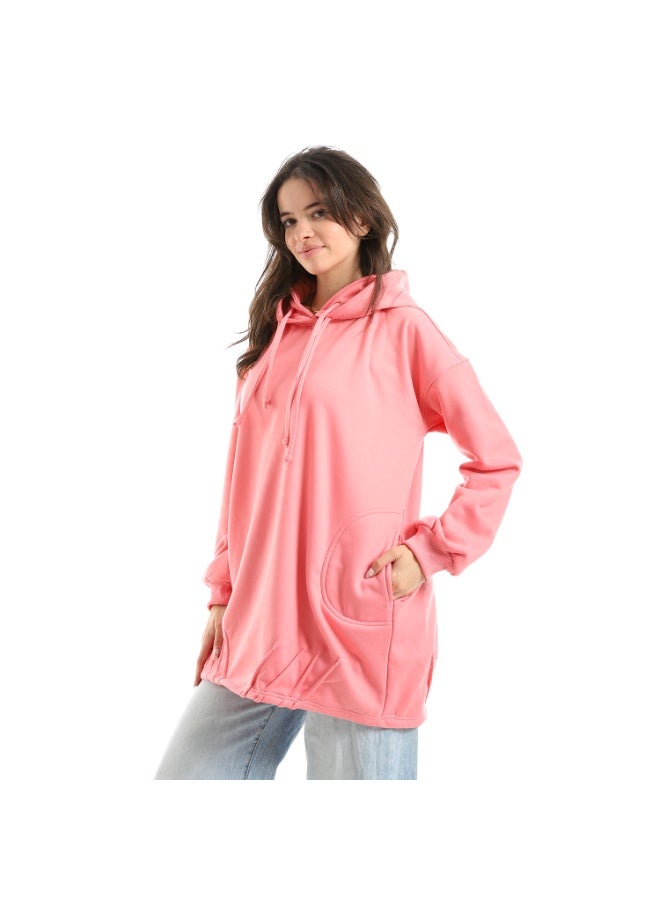 سيزار هودي اوفر سايز حريمي سادة مزود بجيوب أمامية - Image 3