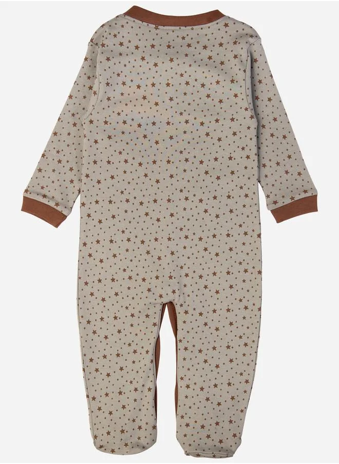 Babies Basic Printed Cotton Long Sleeves Sleepsuit