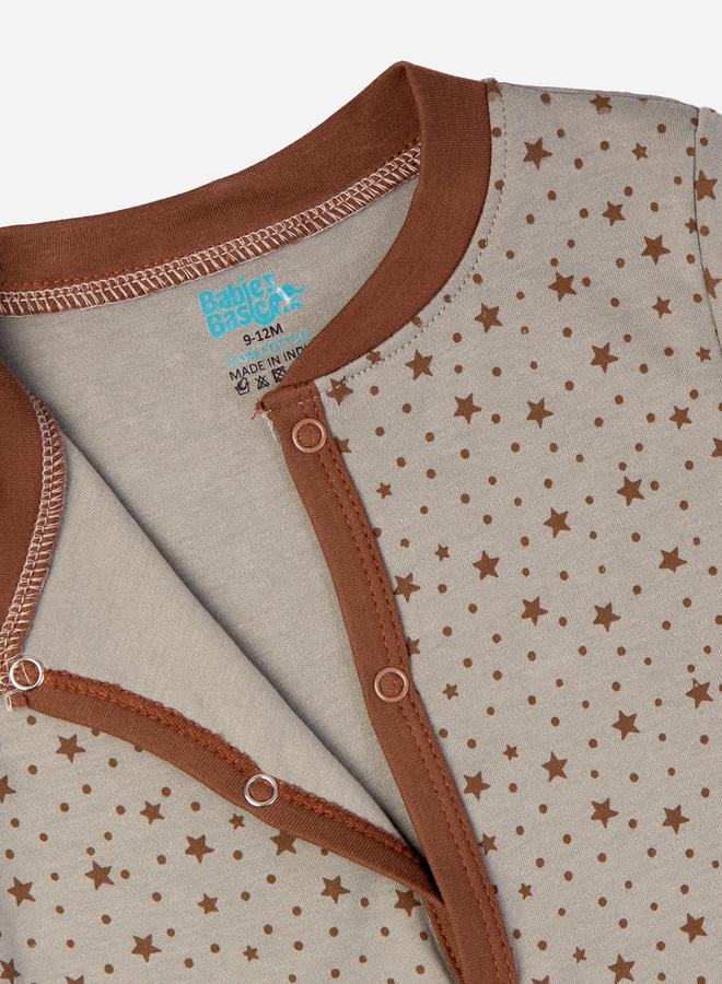 Babies Basic Printed Cotton Long Sleeves Sleepsuit - Image 3