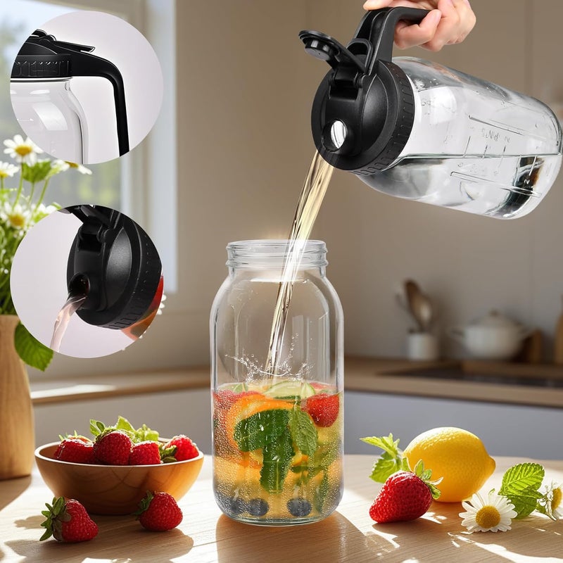 Hoofess 3 Pack 64oz Glass Mason Jar Pitcher with Airtight Lid and Handle – Wide Mouth, Leak-Proof, Ideal for Sun Tea, Cold Brew, Lemonade, Iced Coffee, Milk, and Water - Image 4