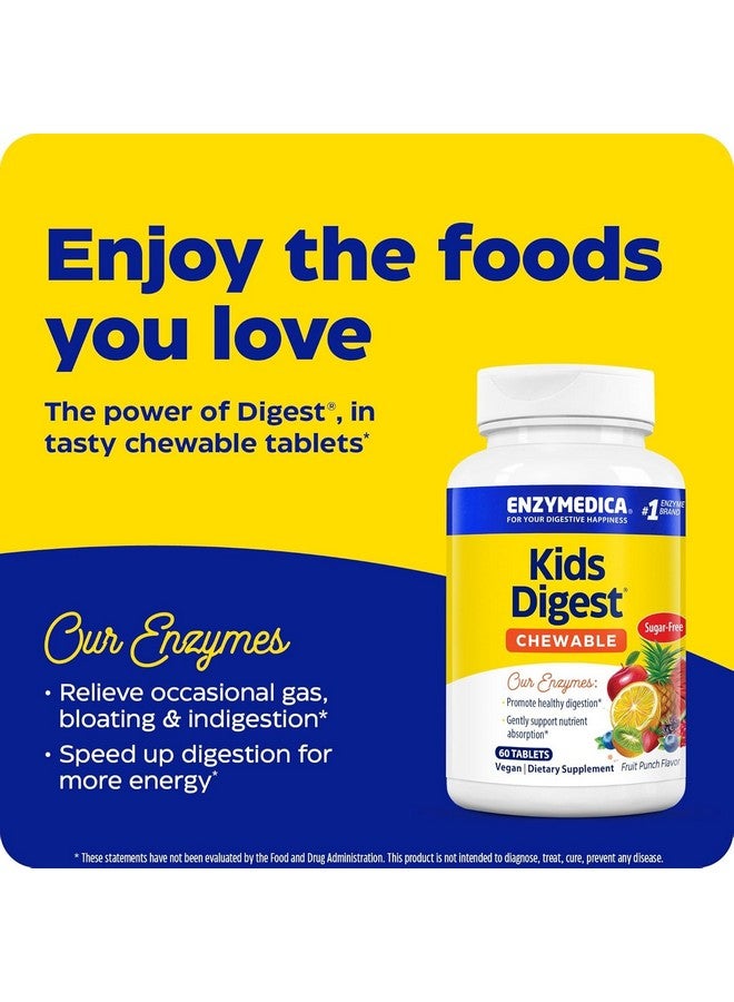 ENZYMEDICA إنزيميدكا كيدز دايجست، إنزيمات هضم قابلة للمضغ، نكهة فواكه طبيعية، 60 حصة - Image 3