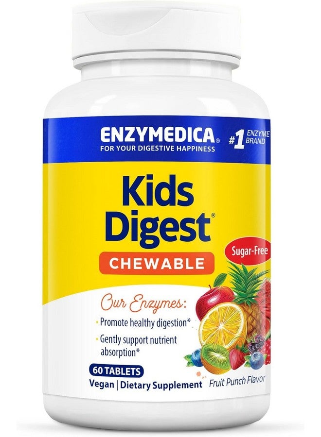 ENZYMEDICA إنزيميدكا كيدز دايجست، إنزيمات هضم قابلة للمضغ، نكهة فواكه طبيعية، 60 حصة - Image 1