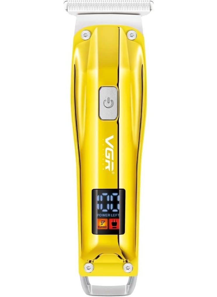 VGR V-956 Professional Rechargeable cordless Hair Trimmer with LED Display, Stainless steel Blades, USB Charging cable, 3 Guide Combs for men Runtime: 100 mins, 500 mAh Li-ion Battery, Gold GOLD - Image 1