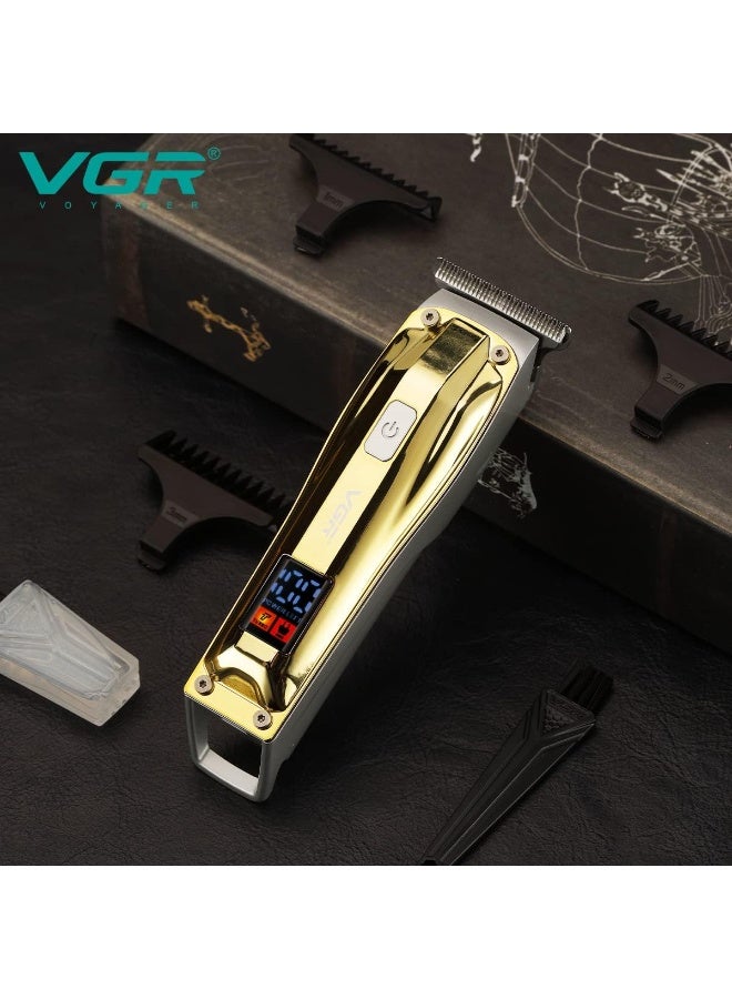 VGR V-956 Professional Rechargeable cordless Hair Trimmer with LED Display, Stainless steel Blades, USB Charging cable, 3 Guide Combs for men Runtime: 100 mins, 500 mAh Li-ion Battery, Gold GOLD - Image 3