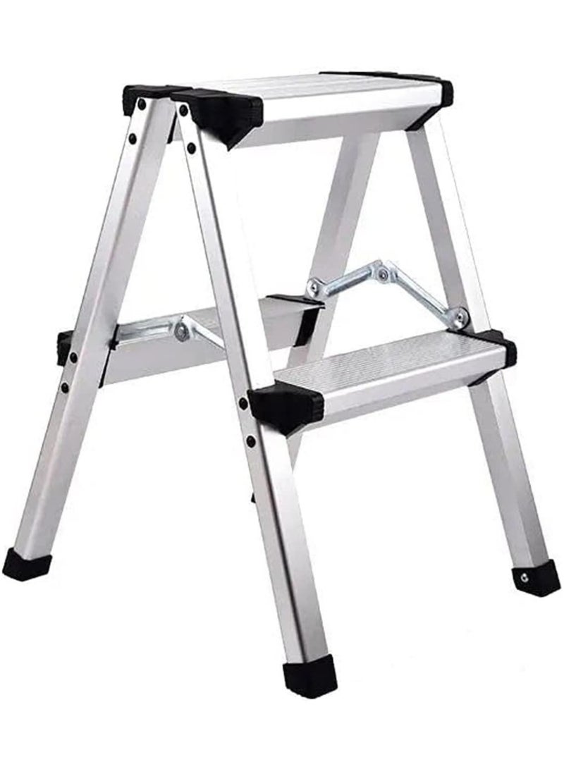 ميل روز سلم ميلروز القابل للطي من الألومنيوم - مقعد من درجتين وثلاث درجات مع دواسات عريضة مضادة للانزلاق، سلم خفيف الوزن وقابل للحمل متعدد الاستخدامات للمنزل والمطبخ - Image 1