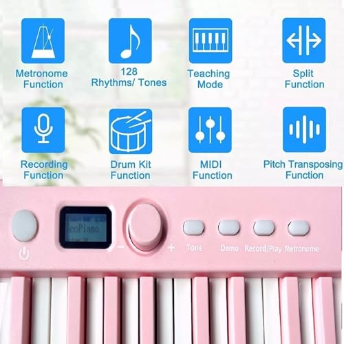 MAGICON 88 Key Foldable Electronic Piano can be folded in 180°,more portable. True and Pure Grand Piano Sound Source by France DREAM, Foot Pedal/Power adapter/Delicate Handbag (pink) - Image 2