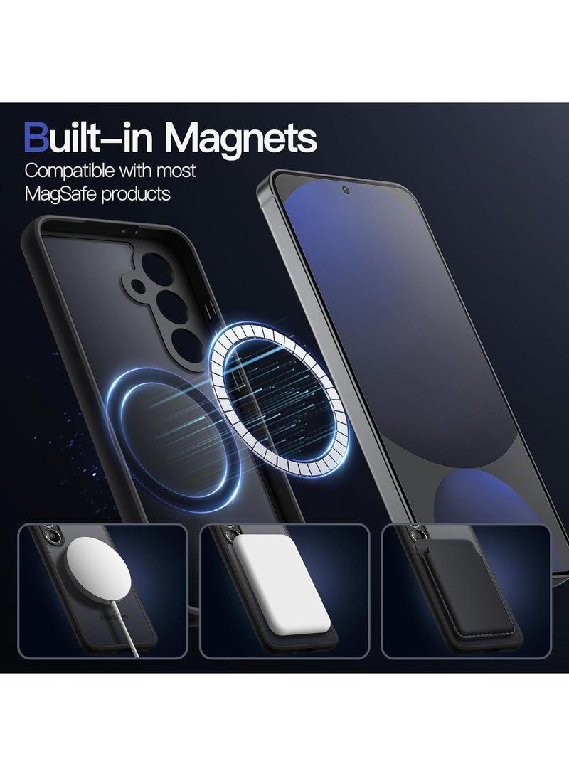 غطاء لهاتف Samsung Galaxy S24 FE، متوافق مع MagSafe، مصنوع من TPU+PC بملمس مطفي مقاوم للصدمات، غطاء خلفي مغناطيسي للهاتف المحمول، مقاوم لبصمات الأصابع ونحيف يوفر حماية مثالية. - Image 4