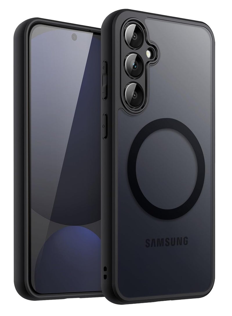 غطاء لهاتف Samsung Galaxy S24 FE، متوافق مع MagSafe، مصنوع من TPU+PC بملمس مطفي مقاوم للصدمات، غطاء خلفي مغناطيسي للهاتف المحمول، مقاوم لبصمات الأصابع ونحيف يوفر حماية مثالية. - Image 1