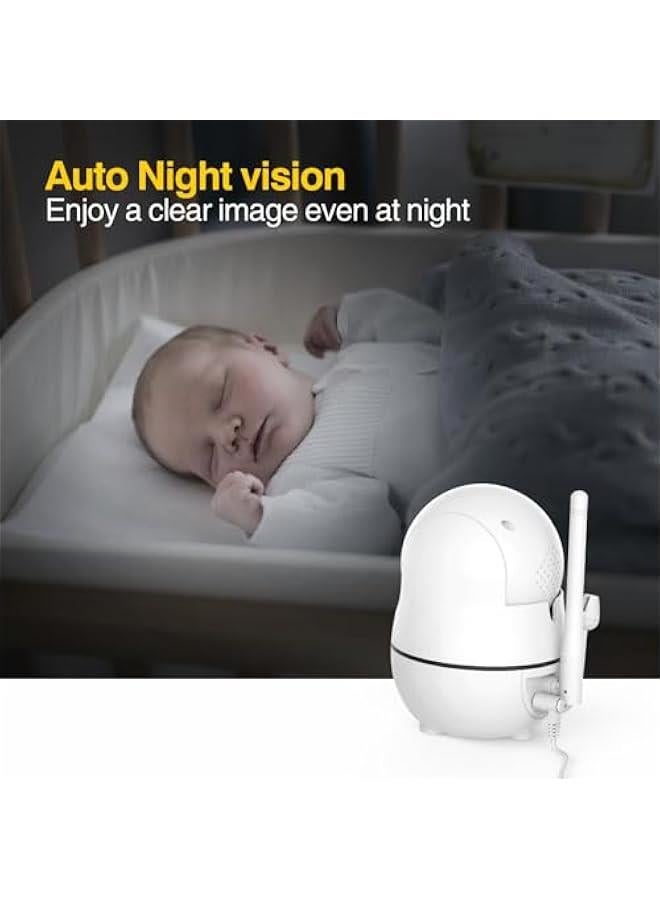 KHAJUL 2 Cameras Baby Monitor, 7 Inch Big Screen Split View, Secure FHSS Connection, Remote PTZ Camera, Two Way Talk, Night Vision, Temperature Sensor, Lullabies, Long Range, 1080p HD, No WiFi Required, for Newborn and Family Use, White - Image 4