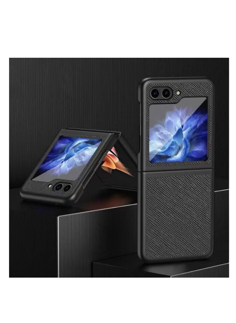 Aookay Case for Samsung Galaxy Z Flip 6 Case, Leather Texture + PC Frame, Drop-Resistant, Anti-Drop, Slim Cover for Samsung Galaxy Z Flip 6 [No Front Screen Protector] (Black)  - Image 2