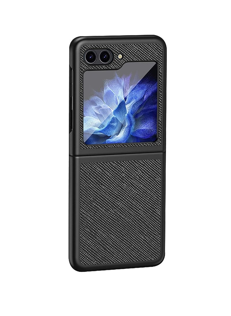 Aookay Case for Samsung Galaxy Z Flip 6 Case, Leather Texture + PC Frame, Drop-Resistant, Anti-Drop, Slim Cover for Samsung Galaxy Z Flip 6 [No Front Screen Protector] (Black)  - Image 1