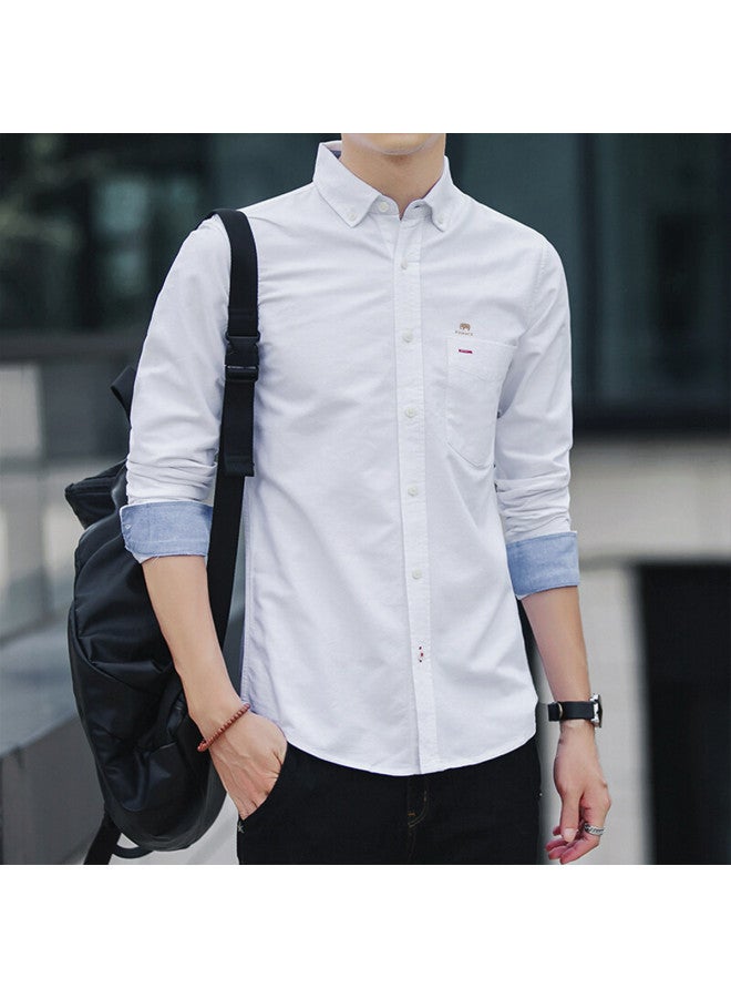 Fomoce spring Men's Solid Color Casual Slim-fit Soft Comfortable Breathable Long Sleeve Shirt - Image 3