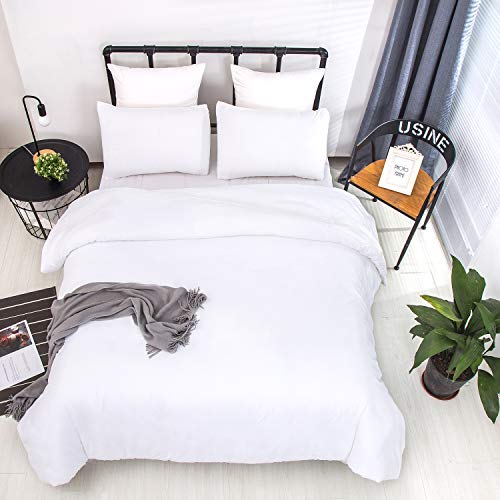CLOTHKNOW White Full Size Comforter Sets 3Pcs White Bedding Comforter Sets Women Men Comforter All Season Soft with 2 x Pillow Cases - Image 5