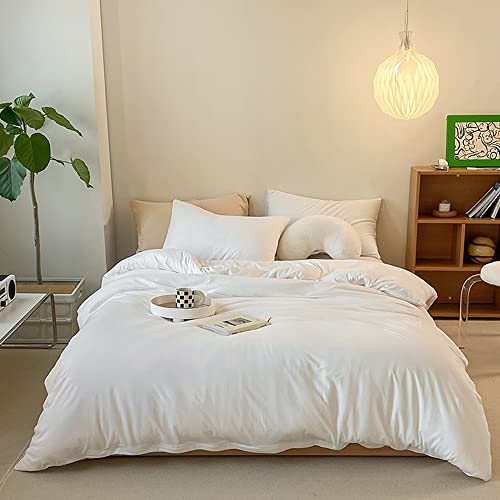 CLOTHKNOW White Full Size Comforter Sets 3Pcs White Bedding Comforter Sets Women Men Comforter All Season Soft with 2 x Pillow Cases - Image 1