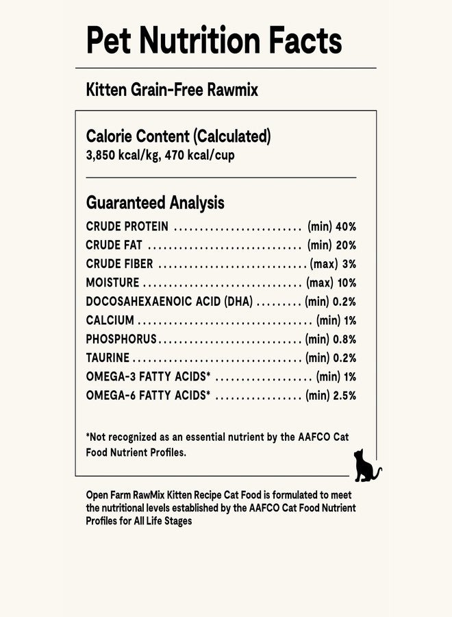 Open Farm أوبن فارم، طعام القطط الجاف RawMix، حبيبات غنية بالبروتين مغلفة بمرق العظام مع قطع نيئة مجففة بالتجميد، تركيبة خاصة للقطط الصغيرة، بنكهة الدجاج مع الديك الرومي وسمك السلمون البري، كيس 8 أرطال - Image 5