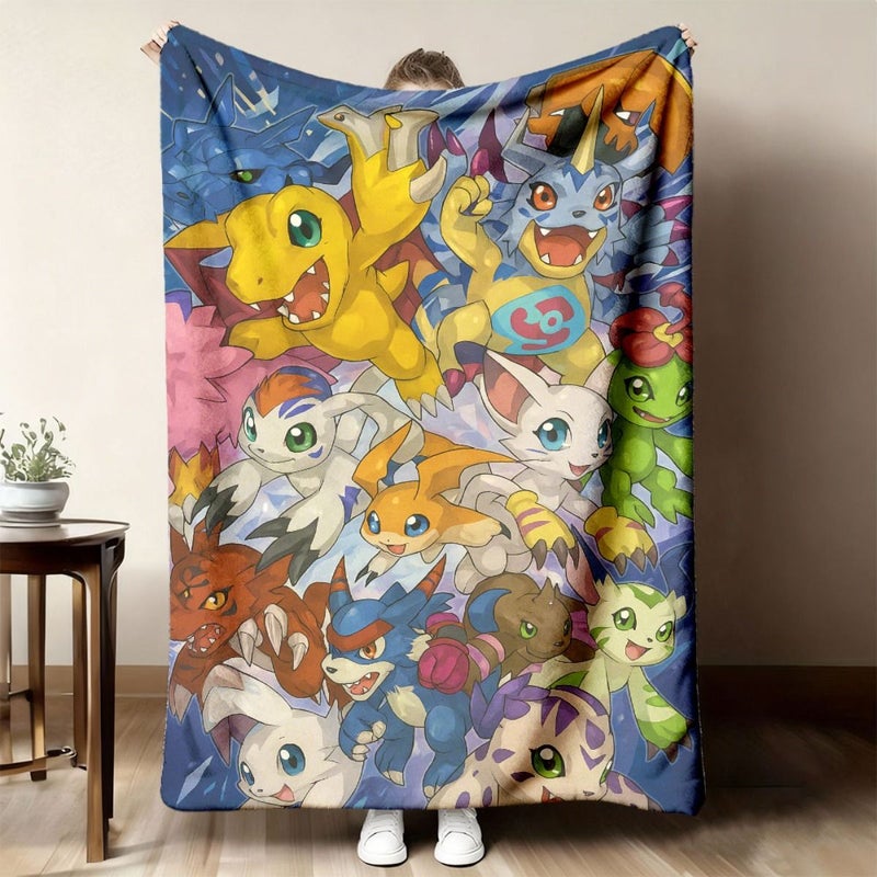 Digimon Character Evolution Flannel Throw Blanket 40x30in Soft Cozy All Season Gift - Image 2