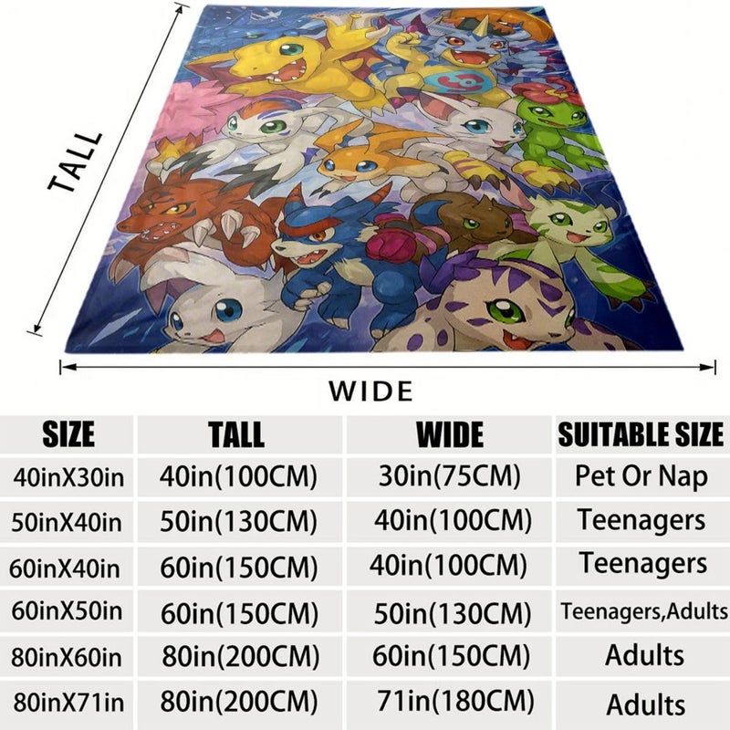 Digimon Character Evolution Flannel Throw Blanket 40x30in Soft Cozy All Season Gift - Image 3