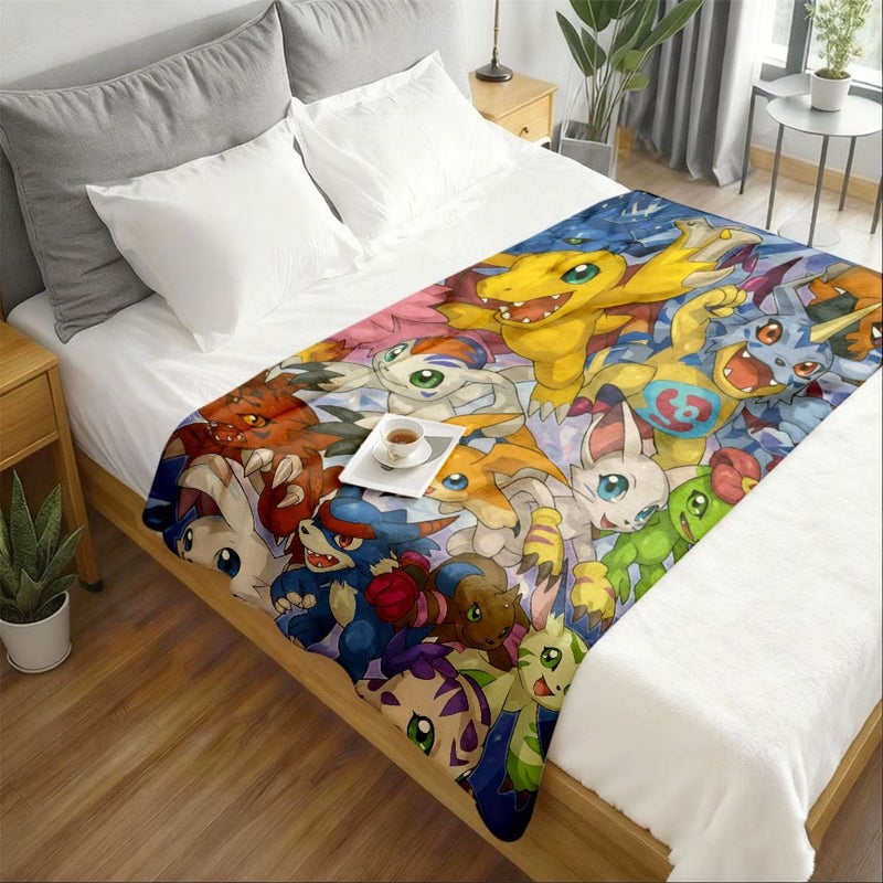 Digimon Character Evolution Flannel Throw Blanket 40x30in Soft Cozy All Season Gift - Image 5