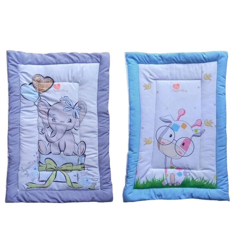 SmallBerry™ Newborn Baby Godadi Bedding Set with Mattress | Multi-Color & Design for Infants | Pack of 2 | Cozy Nursery Essentials for Your Precious Bundle of Joy (Eleph&Giraffe) - Image 1