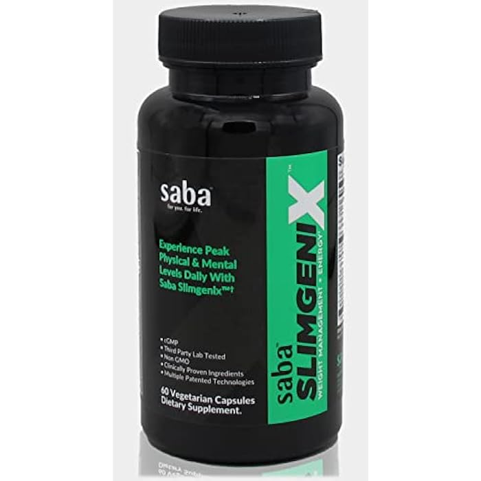Saba Kombucha Saba SlimGenix -Energy, Weight Management, Appetite Control, Focus, Fat Burner with Branded, Patented & Clinical Proven Ingredients-60 Capsules - Image 1