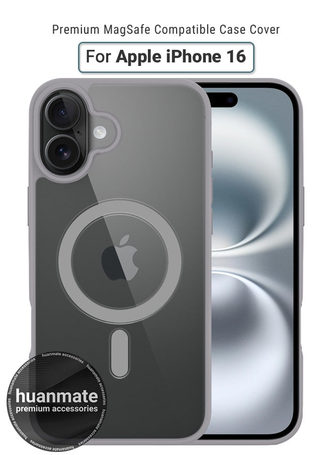 huanmate - Apple iPhone 16 MagSafe Case Clear/Titanium- High Quality Strong Magnet, Wireless Charging Compatible, Shockproof Protection, Ultra Slim Anti-Scratch Magnetic Cover for Apple iPhone 16 - Image 1