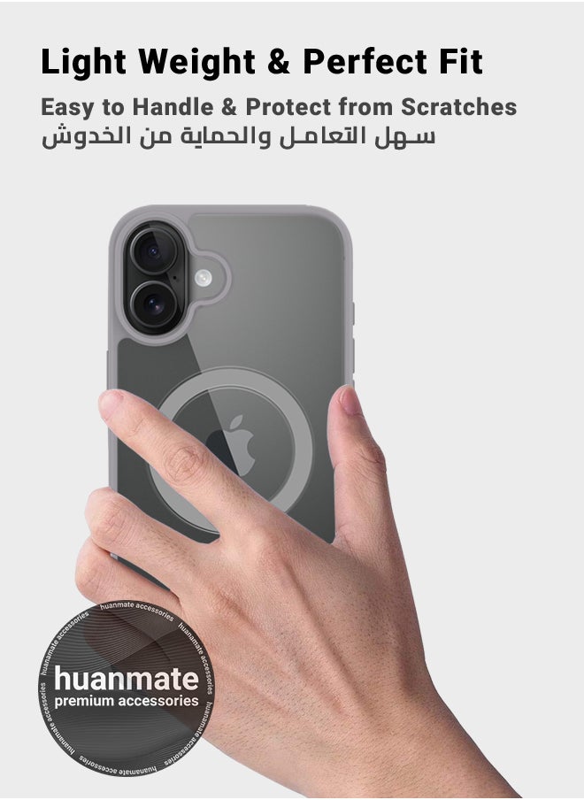huanmate - Apple iPhone 16 MagSafe Case Clear/Titanium- High Quality Strong Magnet, Wireless Charging Compatible, Shockproof Protection, Ultra Slim Anti-Scratch Magnetic Cover for Apple iPhone 16 - Image 1