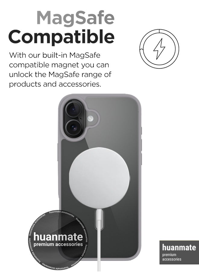 huanmate - Apple iPhone 16 MagSafe Case Clear/Titanium- High Quality Strong Magnet, Wireless Charging Compatible, Shockproof Protection, Ultra Slim Anti-Scratch Magnetic Cover for Apple iPhone 16 - Image 1