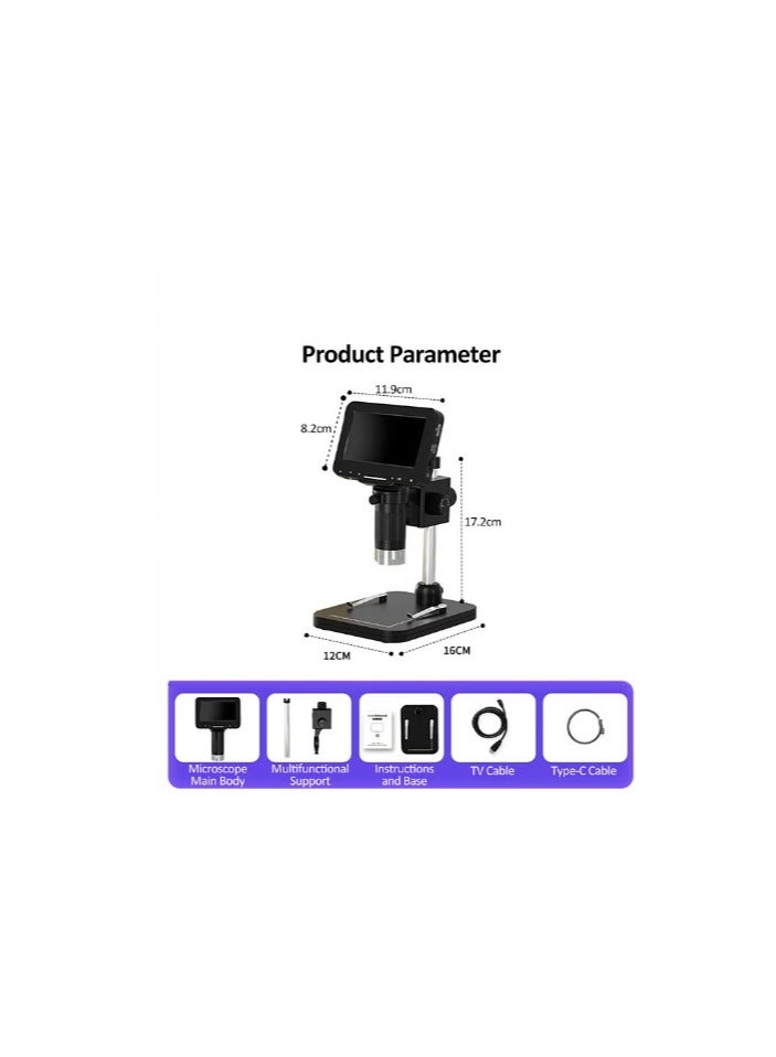 LP043H 4.3 Inches IPS HD Screen Digital Microscope Industrial Microscope TV HD Output Compatible with PC Wins and MAC OS System - Image 1